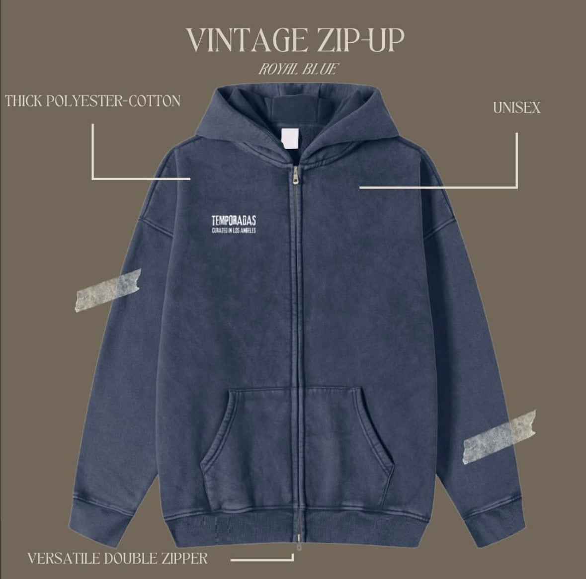 Vintage Zip Up - Royal Blue