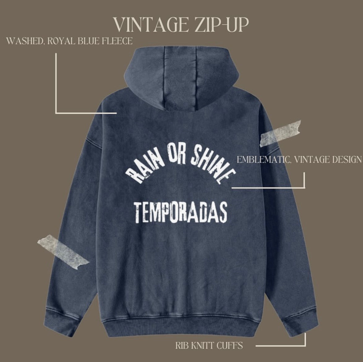 Vintage Zip Up - Royal Blue