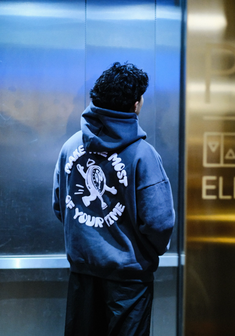 Black Puff Print Hoodie