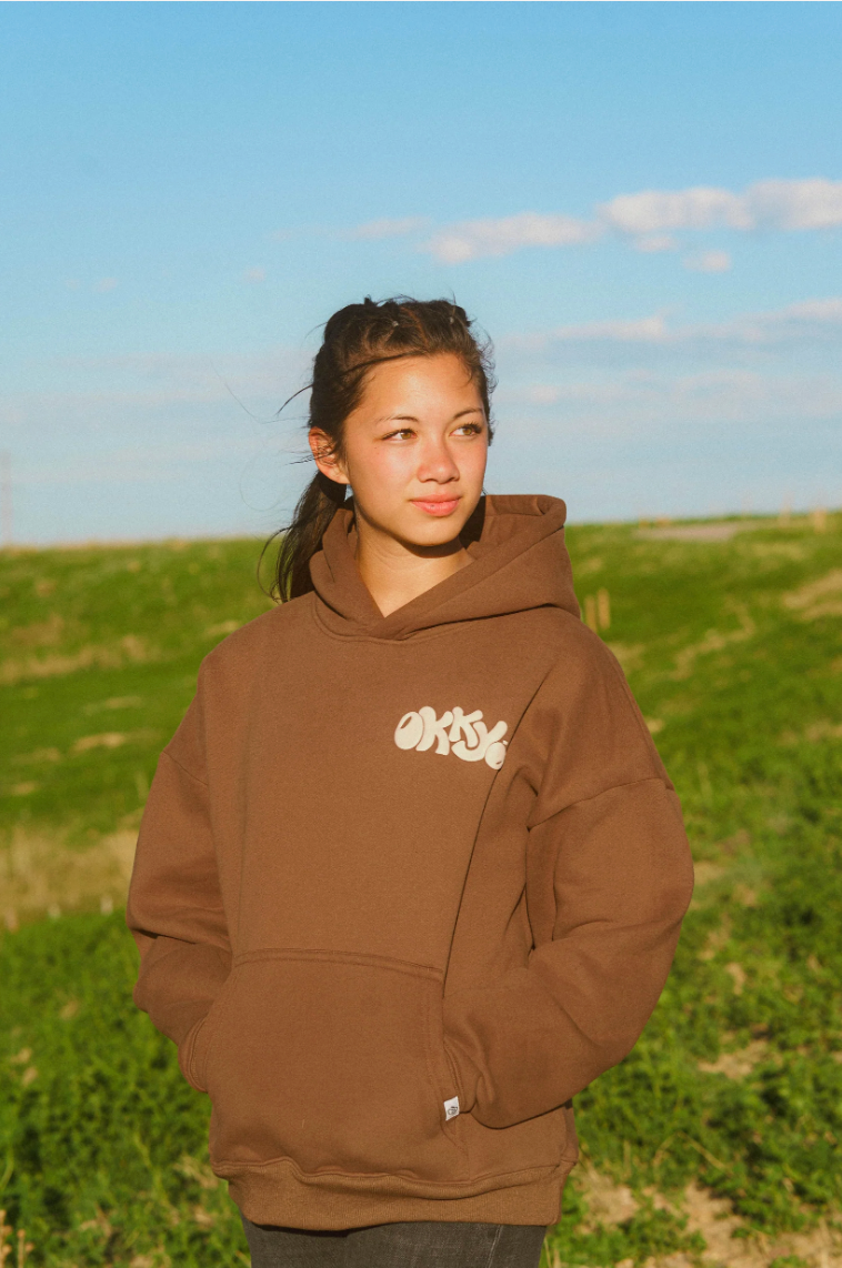 Brown Puff Print Hoodie