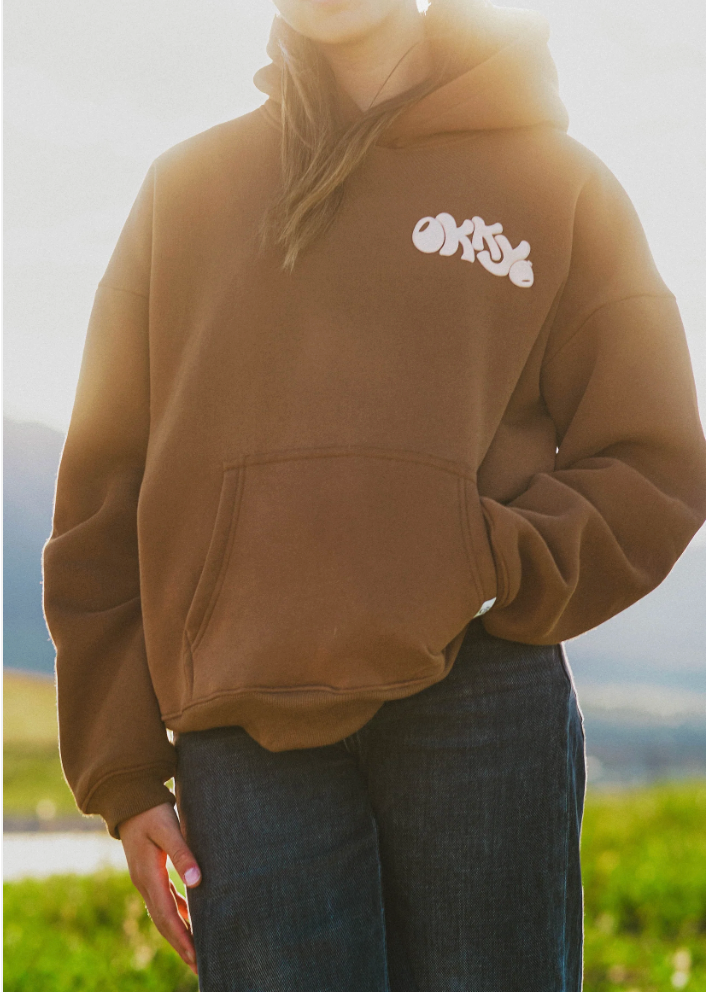 Brown Puff Print Hoodie