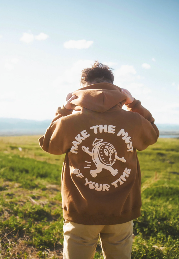 Brown Puff Print Hoodie