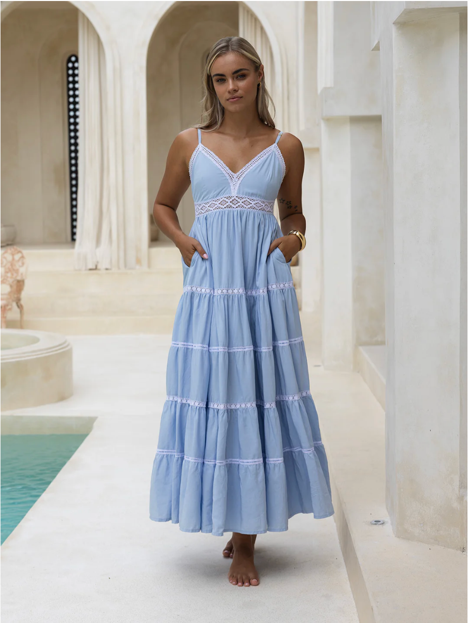 Sicilia Maxi Dress - Sky Blue