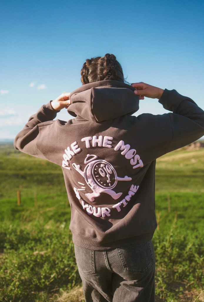 Black Puff Print Hoodie