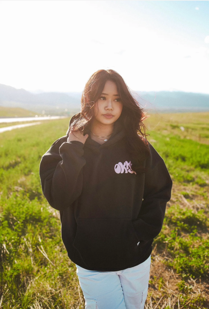 Black Puff Print Hoodie